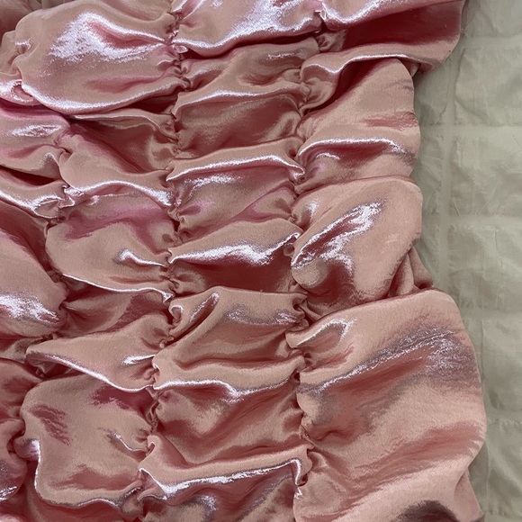 Urban Outfitters Pink Ruched Satin Dress - Picture 5 of 8